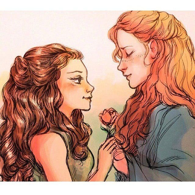 Sansa y Margaery ilustración Lauren Mai