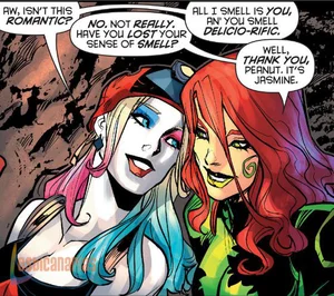 Poison Ivy y Harley Quinn ligando