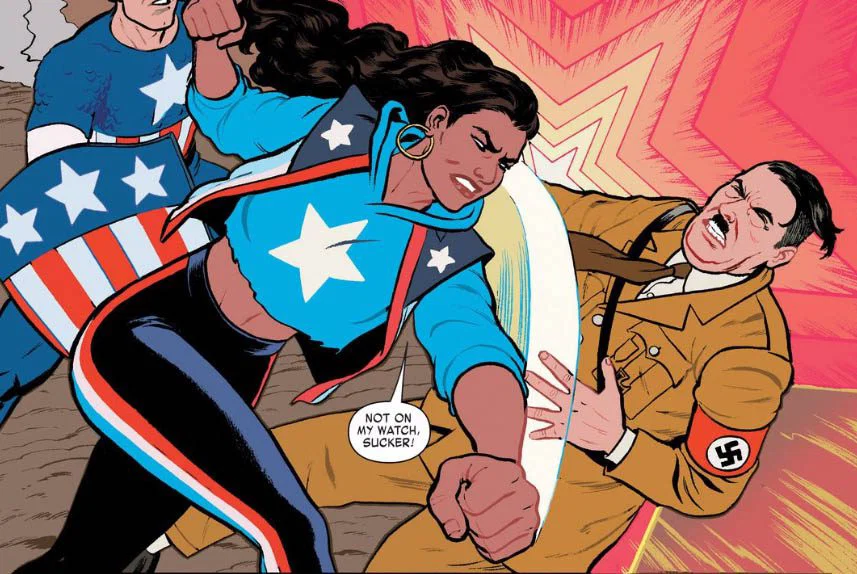 America Chavez pegándole a HItler