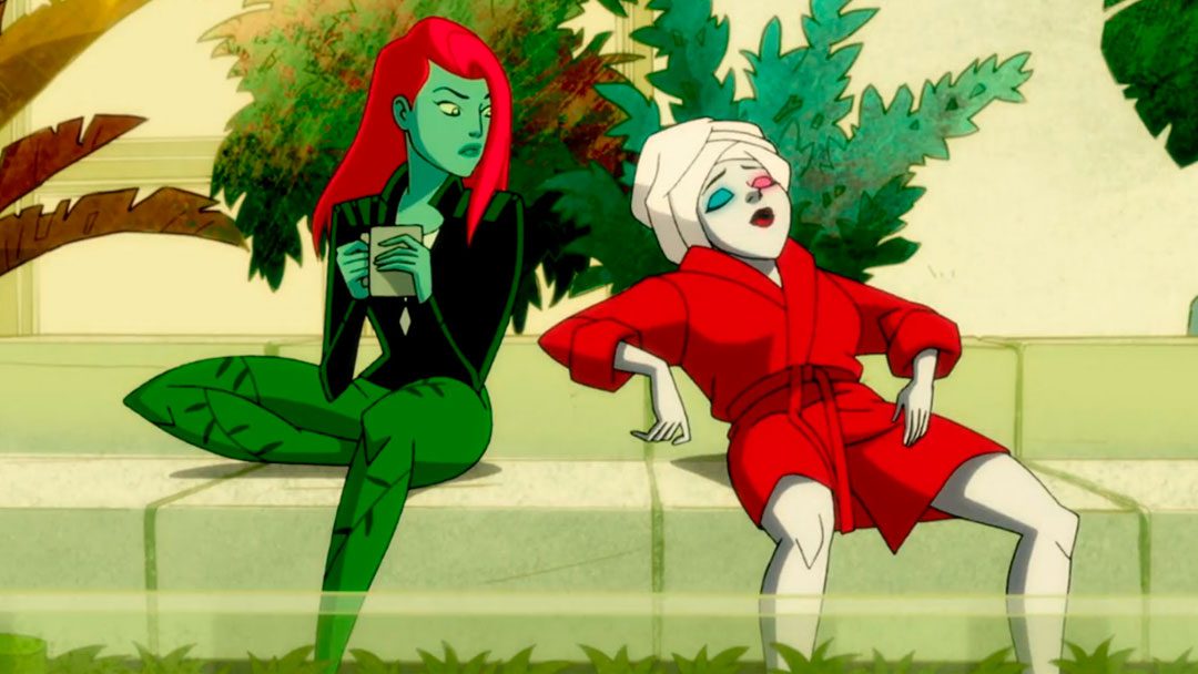 Poison Ivy y Harley Quinn en el sill&oacute;n