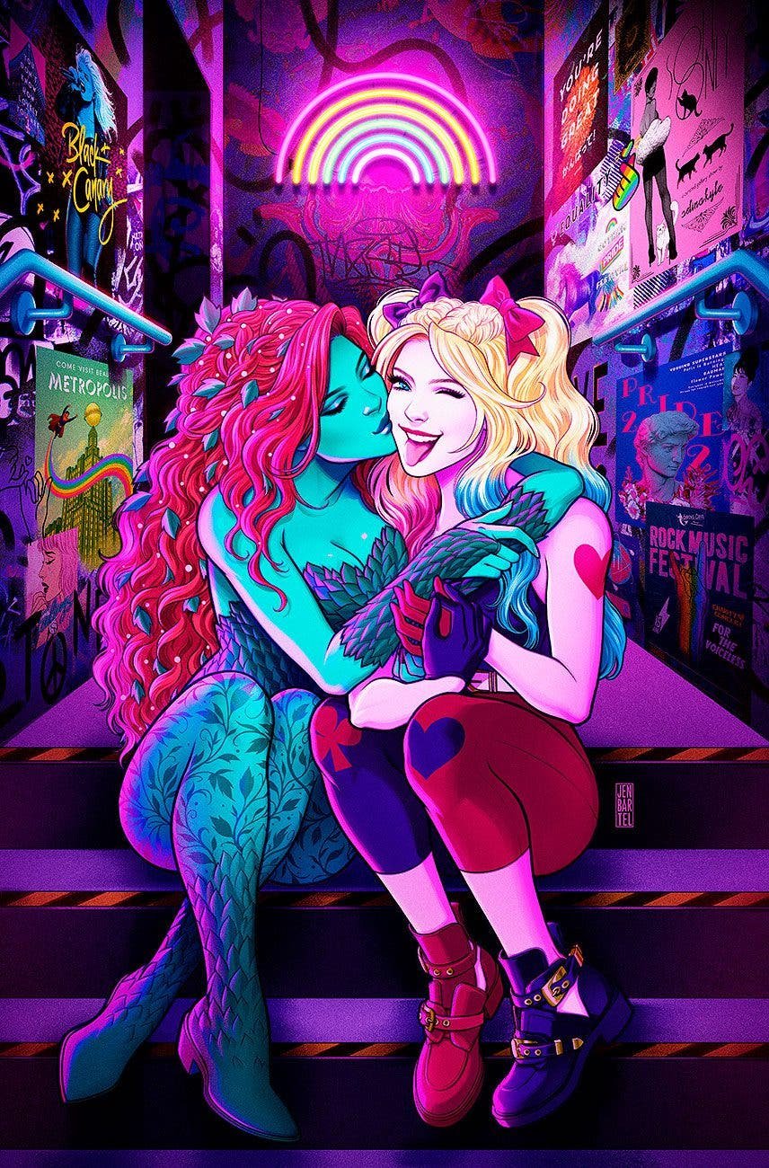 Harley Quinn y Poison Ivy dibujadas por Jen Bartel para el DC Pride 2022