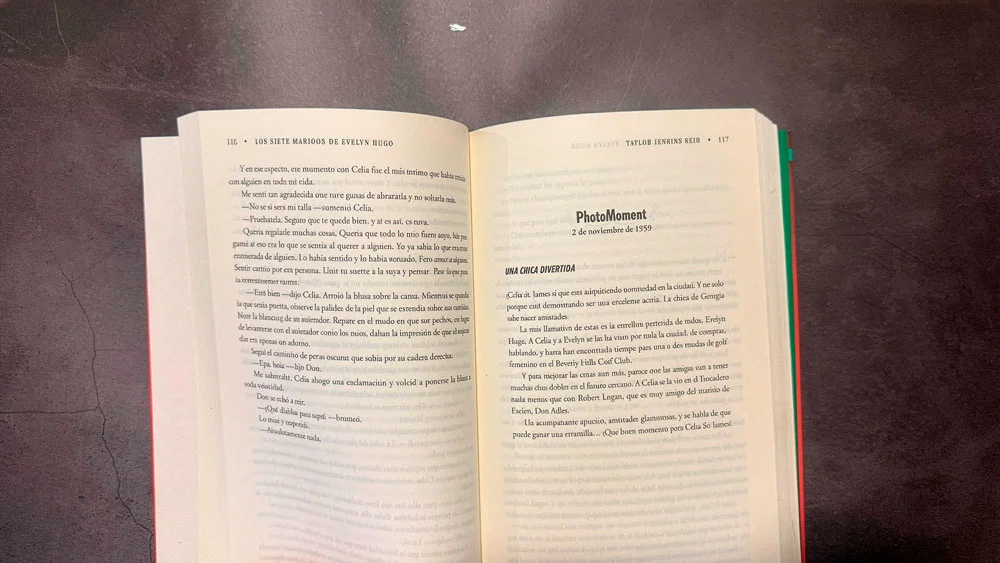 Paginas del libro los siete maridos de Evelyn Hugo
