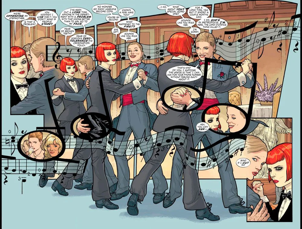 Maggie Sawyer y Kate Kane bailando en Gotham Central