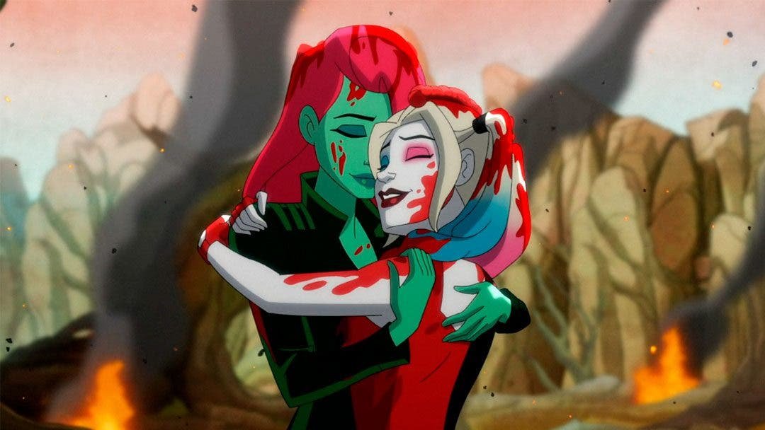 Harley Quinn y Poison Ivy abrazándose