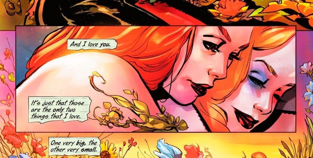 Poison Ivy y Harley Quinn abrazándose