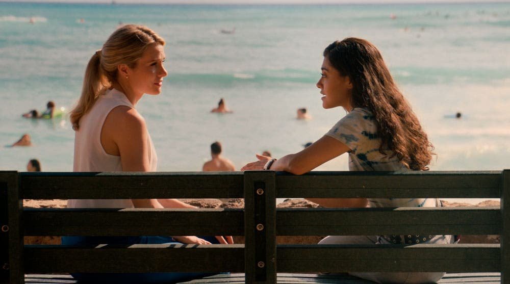 Lucy y Kate hablando en la playa