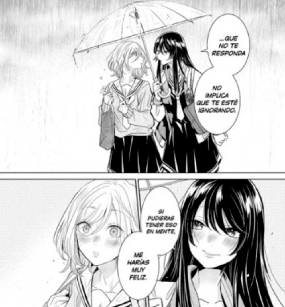 Saki y Kanon en el manga yuri la luna en una noche de lluvia