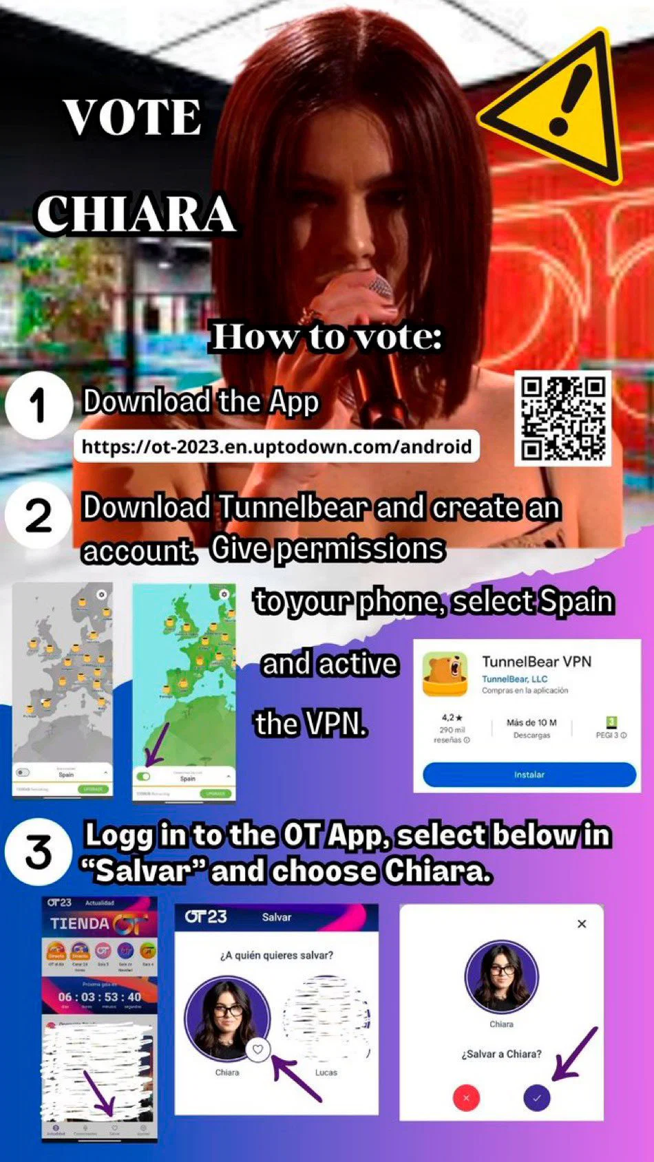 Como votar a Chiara infográfico