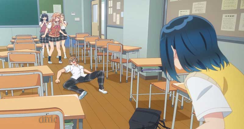 Caricatura de jóvenes en el salón de clases